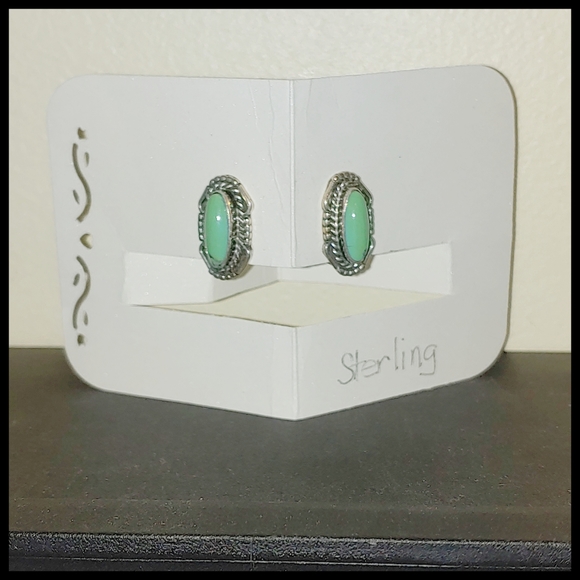 Jewelry - Vintage Sterling and Turquoise Earrings, Hallmarked